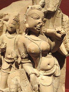 attendants, vishnu, personification, mace, rajasthan, india, sandstone