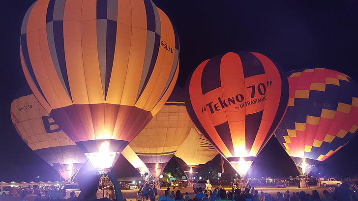 πτήση με αερόστατο, διανυκτέρευση, μπαλόνι, Hot, αέρα, φλόγα, πολύχρωμο