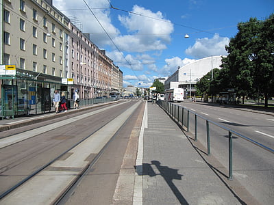 rua, Helsinki, pista de decolagem, cidade