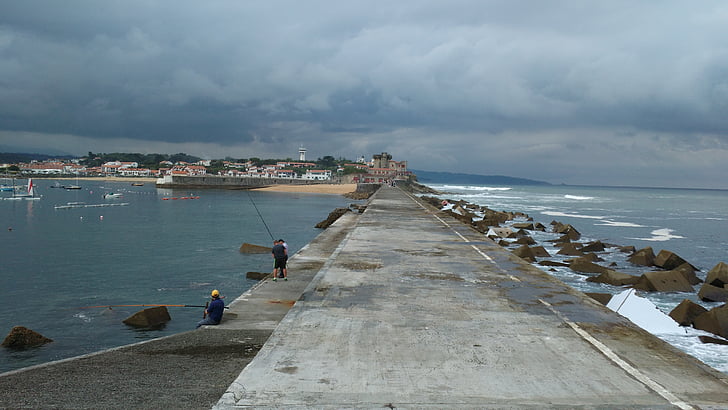 costa basca, França, Porto, paisagem, mar, litoral, Porto