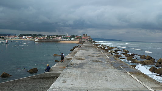 costa basca, França, Porto, paisagem, mar, litoral, Porto
