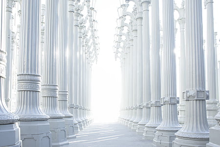 photography, white, pillars, art, Futuristic, columns, light