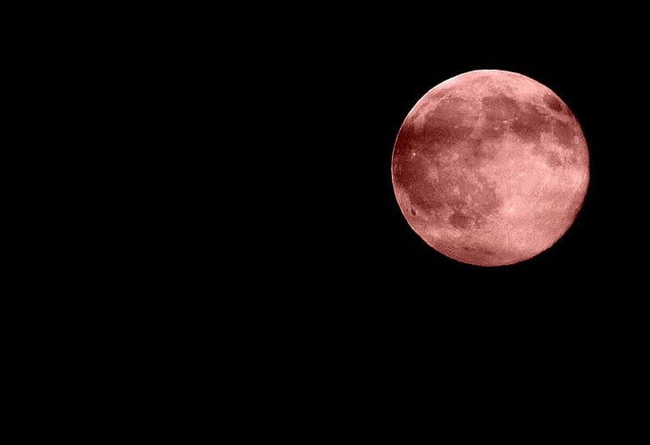 czerwony księżyc, ciemności, noc, ciemne, Księżyc, niebo, Moonlight