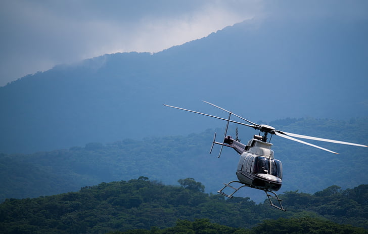 ヘリコプター, フライト, 飛ぶ, ジャングル, 空, トランスポート, 山