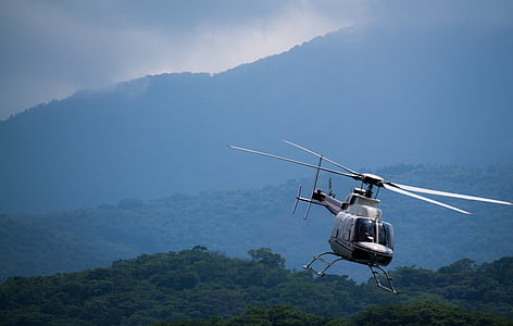 helikopter, penerbangan, terbang, hutan, langit, transportasi, pegunungan