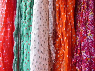 foulards, Polka dot, floral, coloré, rouge, blanc, turquoise