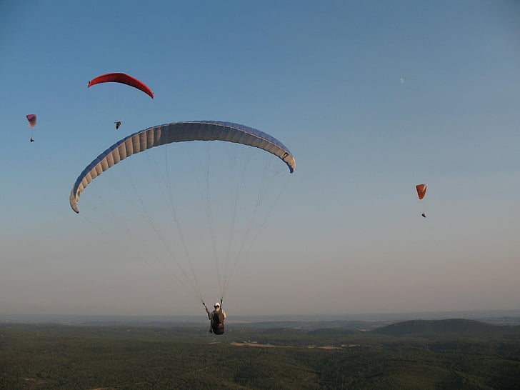 paragliding school, aircraft, flight