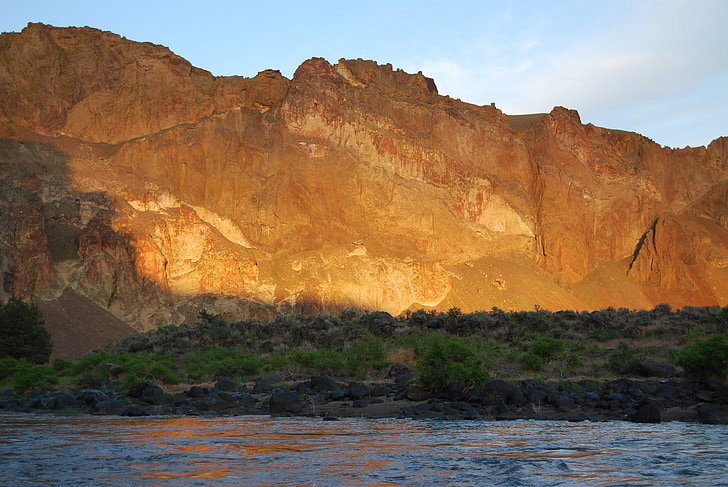 mountains, sunset, river, owyhee river, dusk, colors