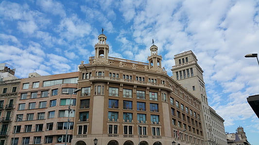 barcelona, sky, blue, buildings, urban, architecture, city