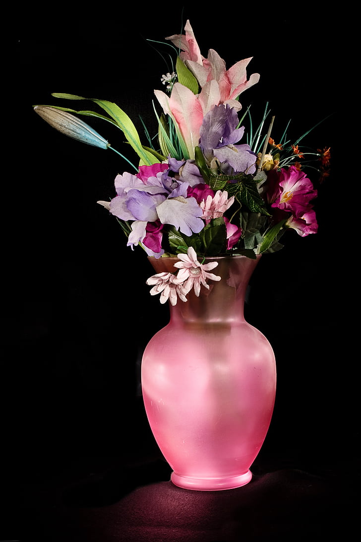décorer, fleuri, flowerly, fleur, vase, Studio shot, fond noir