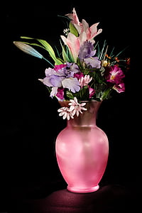 flowerful, flowery, flowerly, flower, vase, studio shot, black background
