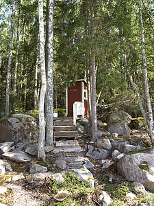 outhouse, summer, norrland, toilet, sweden, forest, nature