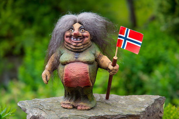Norge, Norwegia, Norwegia, Norse, Hari Nasional, bendera, troll