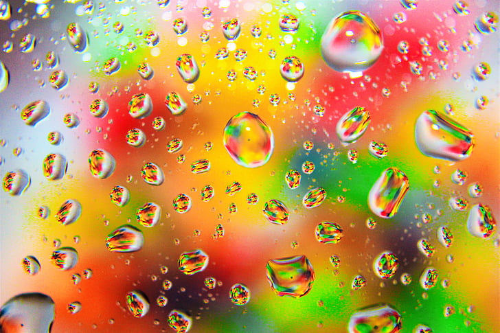 color, colorful, raindrops, rainbow, droplets, rain