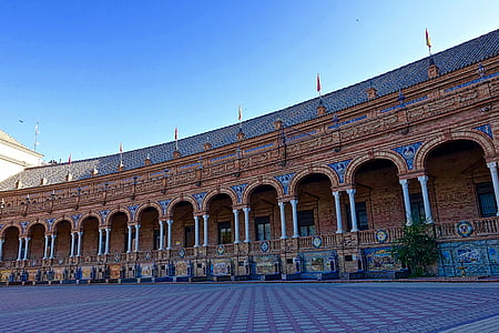 Plaza de espania, Palace, søylegang, Sevilla, historiske, berømte, monument