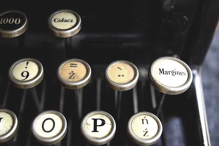 skrivemaskine, antik, bogstaver, manual, model, vintage, stil