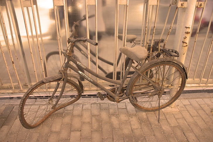 bicicleta, transporte, calle, rueda, transporte, antiguo, bicicleta