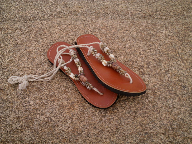 sandales, plage, été, vacances