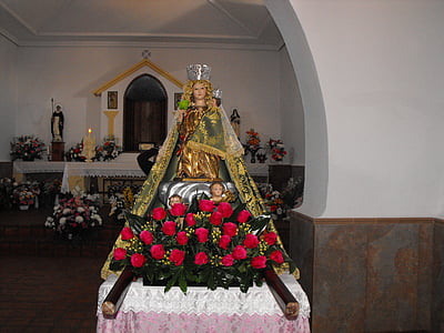 Maagd, kerk, bloemen, Katholieke, Santos, religie