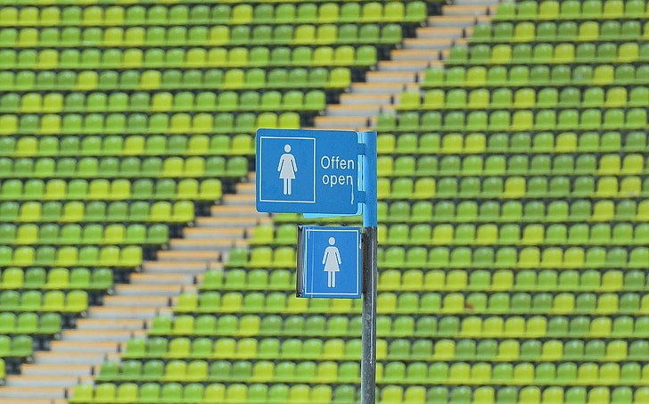 Olympiastadion, olympiska parken, sittplatser, sköld, kvinnor, Stadium, München