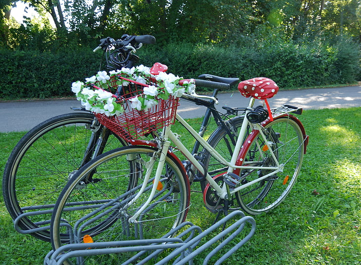 kerékpár, hippizeit, flower power, Augsburg, kerékpár, virág, a szabadban