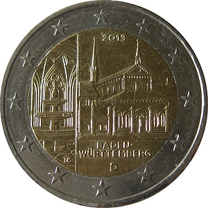 동전, 2 유로, 바 덴 würtemberg, 2013