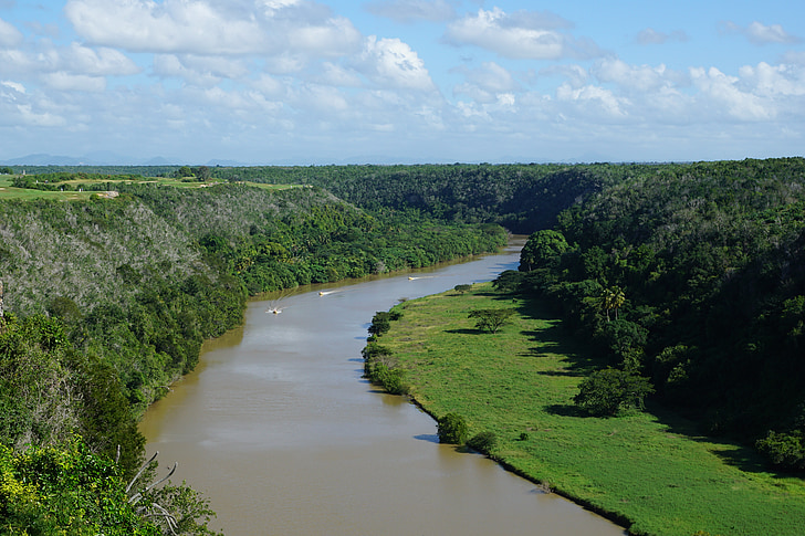 řeka, chavon, krajina, Altos de chavón, vesnice, domenican republika