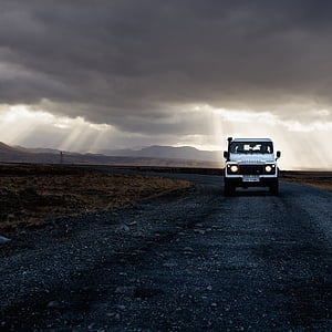 asfalt, Automobile, Automotive, bil, mørke skyer, ørken, Road