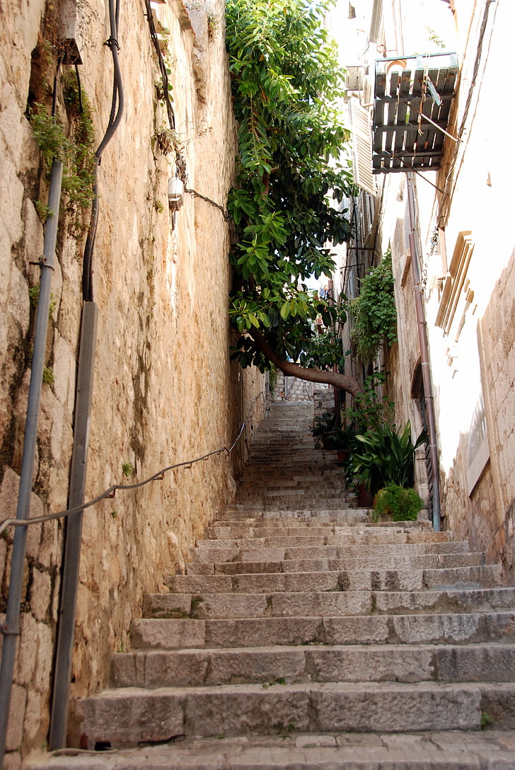trappor, Street, Europa, trappa, smala, Dubrovnik, arkitektur