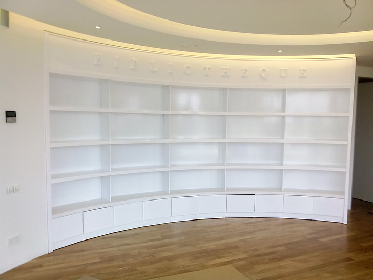 Biblioteca, mobili, minimalismo