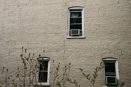 фотография, коричневый, бетон, стена, Кирпич, Windows, внешний вид здания