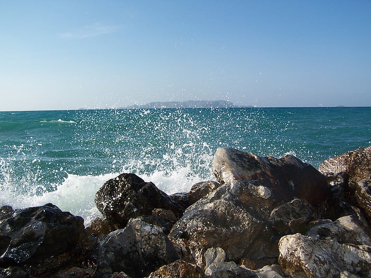 sea, water, wave, stone, ocean, rock, surf
