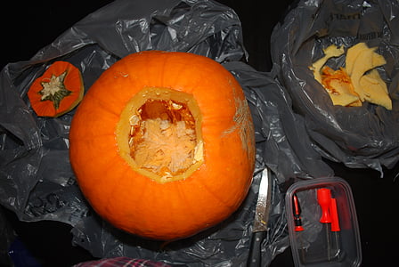pumpa, carving, Halloween, oktober