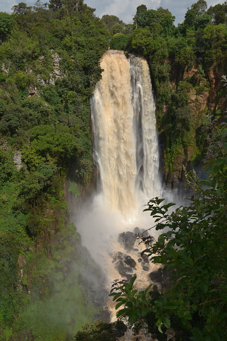 kenya, waterfall, nature, africa, travel, river, water