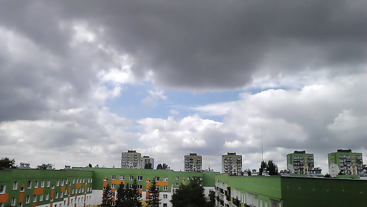 obloha, mraky, pohled, krajina, Architektura, Panorama, budova