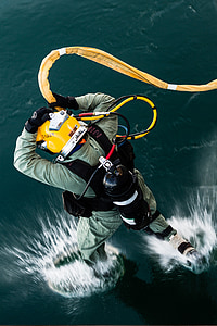 mergulhador, Marinha, formação, equipamentos, água, entrada, militar