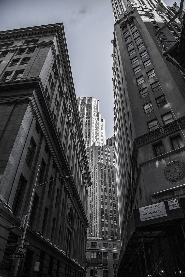 grattacieli, New york, centro città, Metropole, edifici, architettura, Wall street