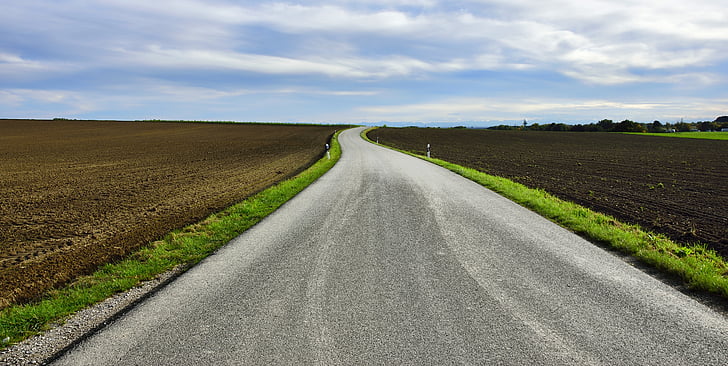 road, away, flat, field, earth, perspective, vanishing point