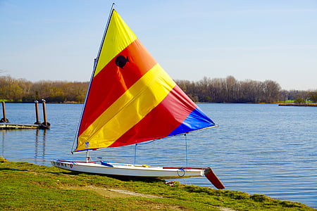 boat, sail, sail boat, lake, blue, water, recreation