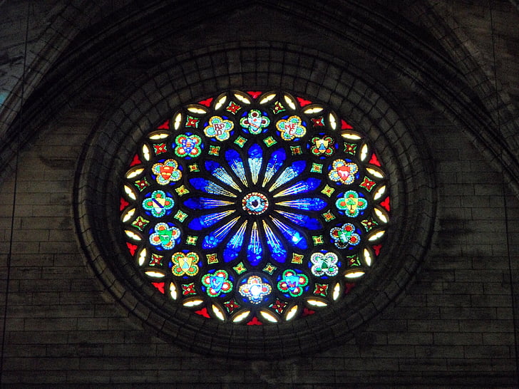 Roset, jendela gereja, warna, pola, jendela kaca, percaya, warna-warni