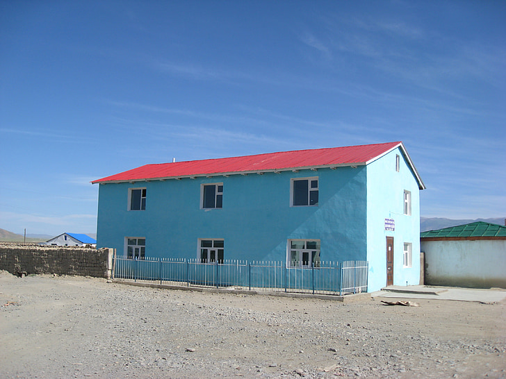 Mongoliet, Gobi, Altai, stäppen, hus, målade