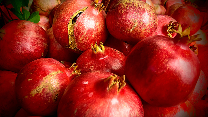 ทับทิม, ทับทิม, สีแดง, มีสุขภาพดี, ผลไม้, วิตามิน, แอปเปิ้ล