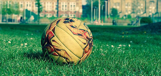 balón de fútbol, ronda, recreación, verde, cuero, deporte