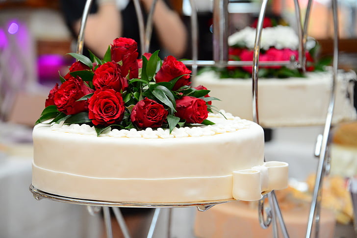 vjenčanje, brak, bijeli, novi način života, svečanosti, svadbena torta, torta