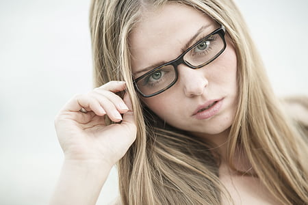 ulleres, femení, model de, l'exposició, foto del producte, atractiu, elegant