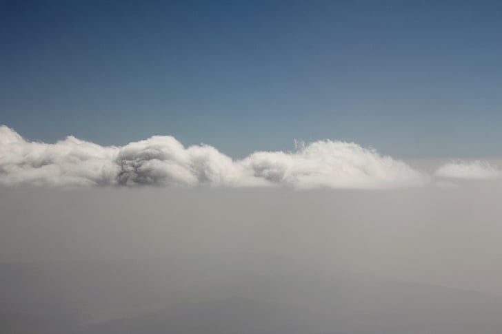 clouds, mountains, sky, white, overview, fleecy, in the sky