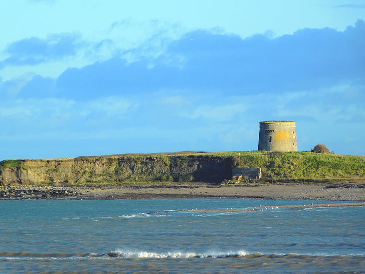 martello tower, shenick island, seascape, sea, water, nature, ocean