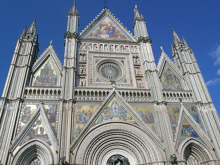 Duomo, Italie, Ombrie, Orvieto, façade, architecture, art
