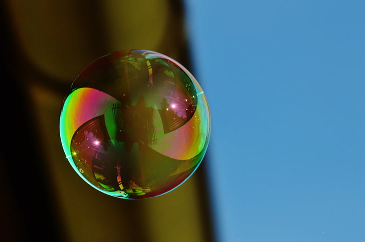 mydlová bublina, farebné, gule, mydlovou vodou, robiť bubliny, plavák, zrkadlenie