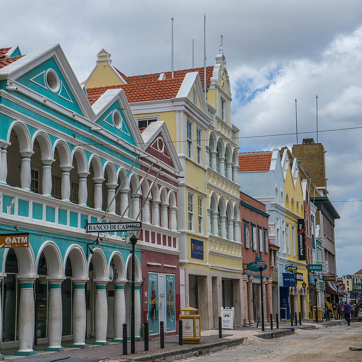Curacao, arkitektur, Karibien, Antillerna, ön, Nederländska, Willemstad
